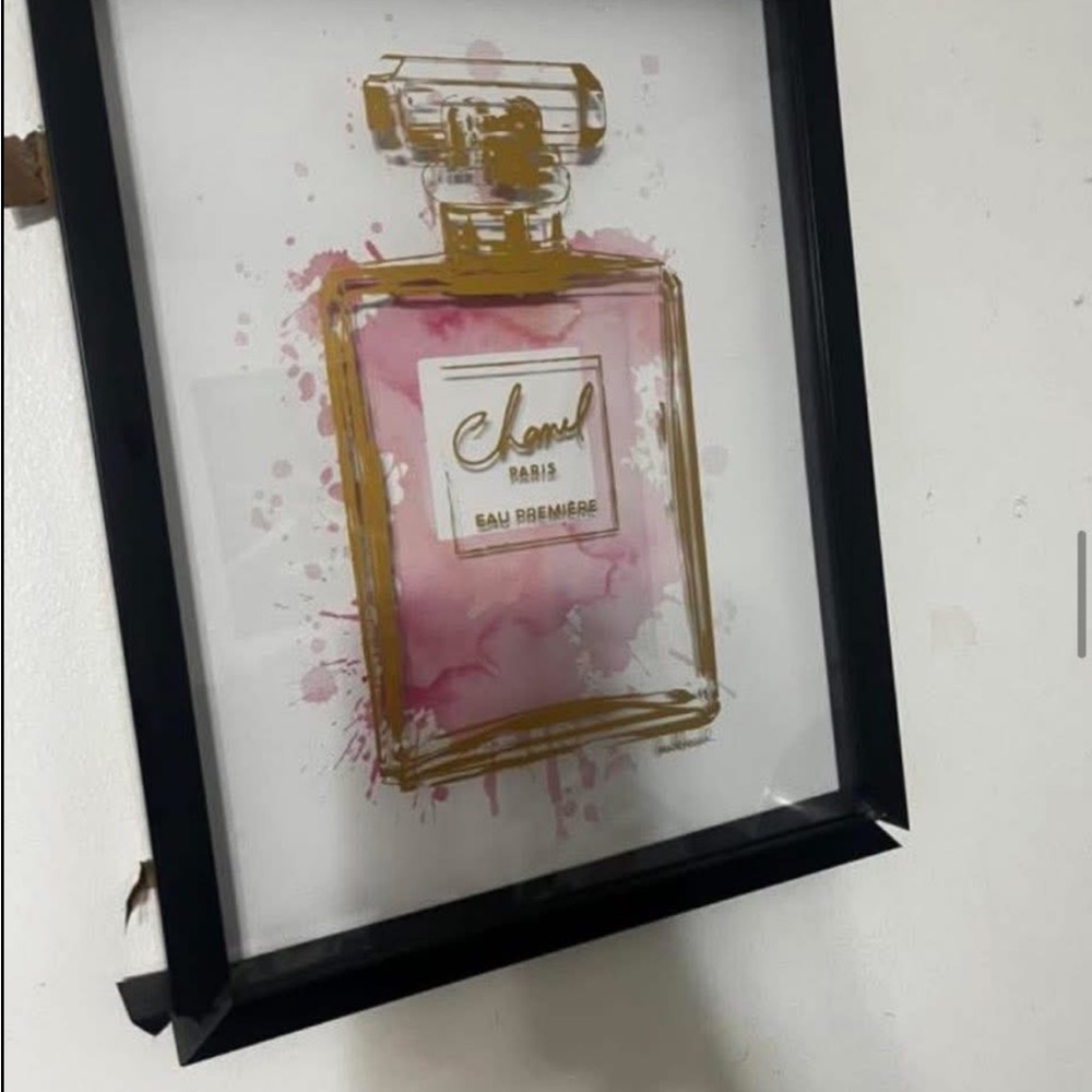 CHANEL Framed Art with Pink and Gold Accents